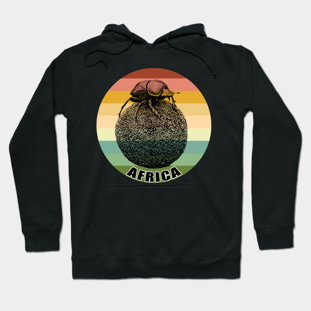 Dung Beetle on top of Dung Ball against Vintage Retro Africa Sunset Hoodie by scotch